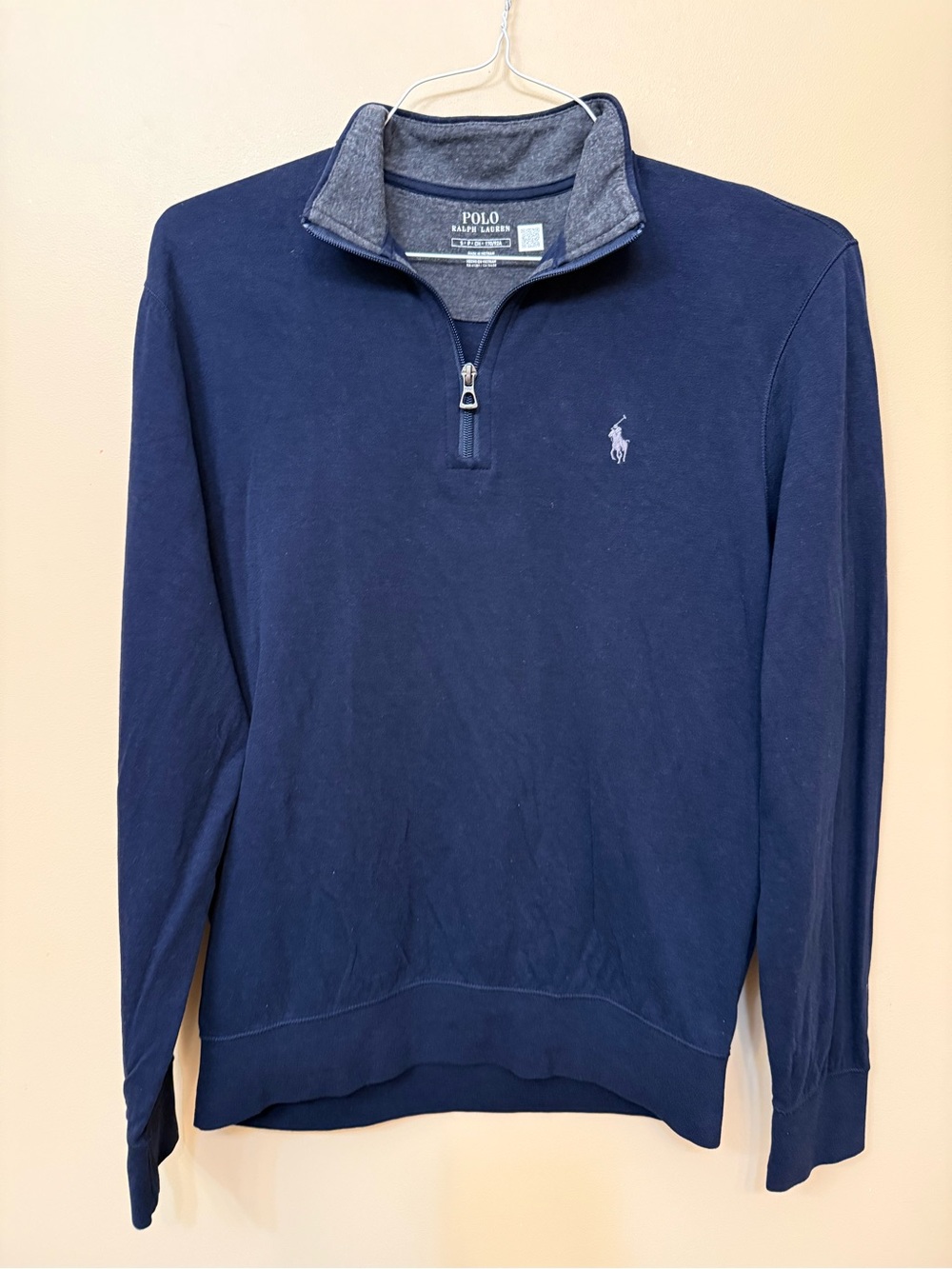 Ralph Lauren Navy Half-Zip Pullover with Contrast Collar